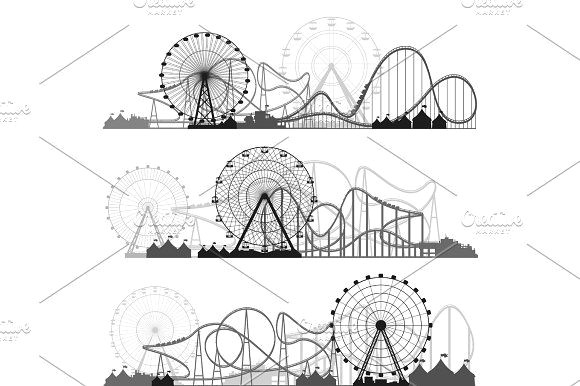 Ferris Wheel Drawing Easy Vector Illustration Ferris Wheel Carnival Funfair