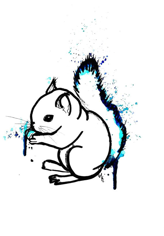 Forest Animals Drawing Squirrels Art Print Print Illustration Decor Art Print