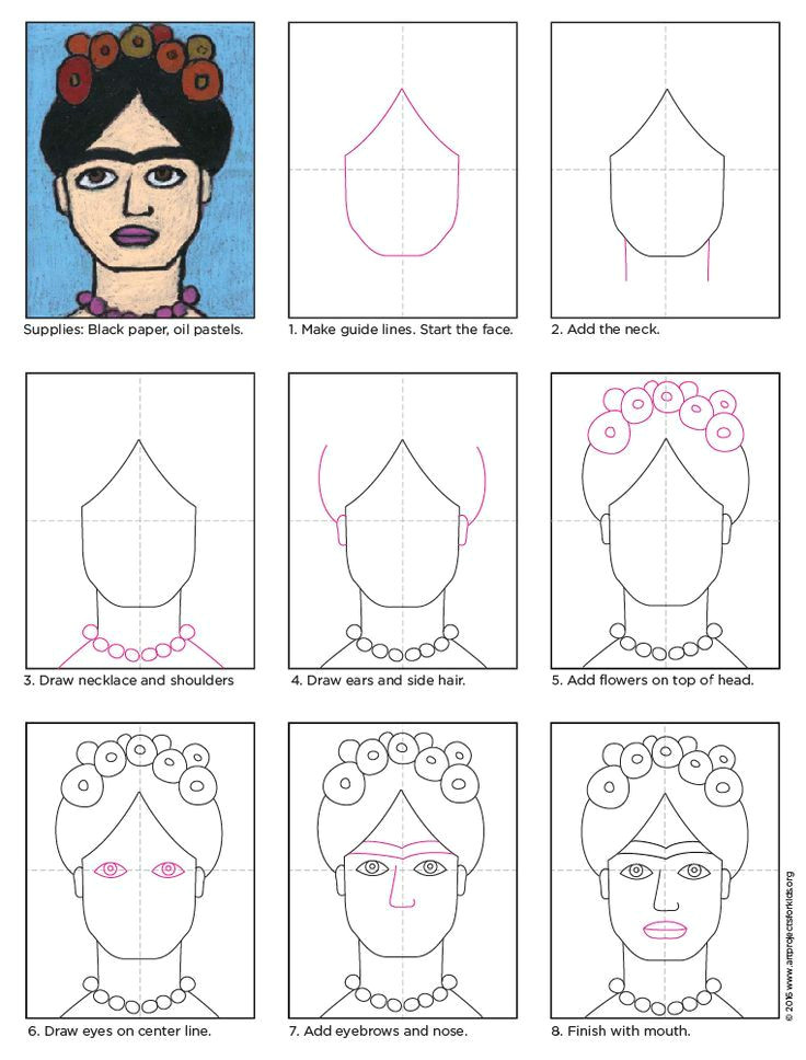 Frida Kahlo Drawings Easy How to Draw Frida Kahlo Kroua Ek Kresby A Omalovanky