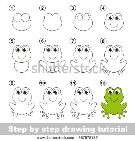 Froglet Drawing Easy Step by Step Drawing Tutorial Stock Vector Illustration