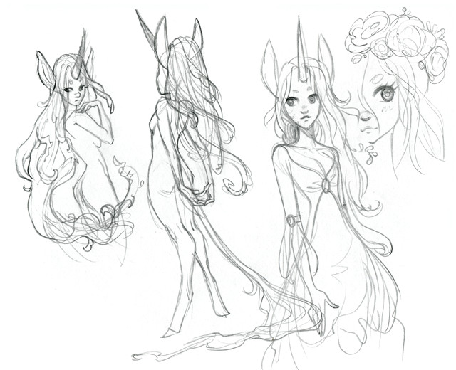 Girl Drawing Base Leafy Haired Unicorn Girl Character Design Inspiration