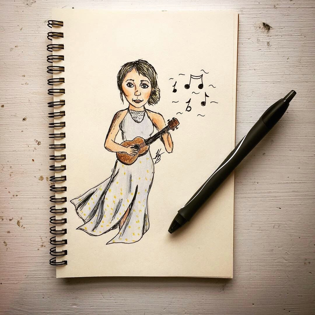 Girl Drawing Color Girl with Ukulele Drawing Drawing In 2019 Pencil