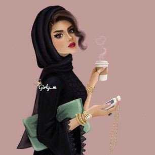 Girl Drinking Coffee Drawing Abaya Fashion Girly M Girly M Instagram Girly Drawings