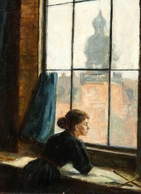 Girl Looking Out Window Drawing 1885 Artist S Wife Ursule Nee Baissieux Looking Out Of the