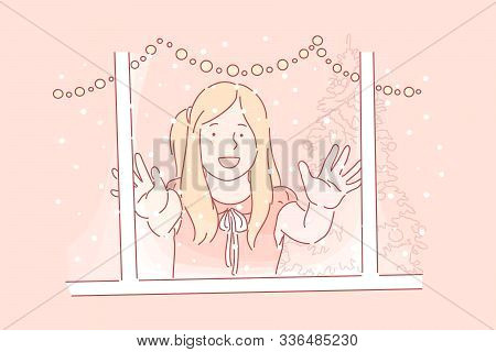 Girl Looking Out Window Drawing Looking Out Window Images Illustrations Vectors Free