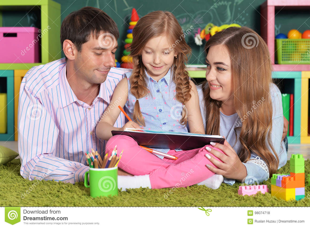 Girl Lying Down Drawing Little Girl with Plaits Drawing Stock Photo Image Of Floor