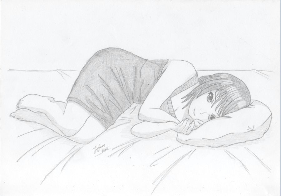 Girl Lying Down Drawing Scetch 3 Girl Laying On Her Bed by Nick San90 On Deviantart