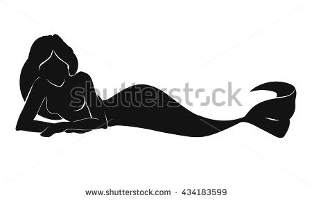 Girl Lying Down Drawing Vector Illustration Of Woman Mermaid Silhouette Laying