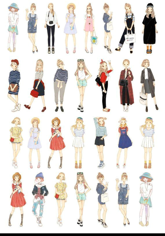 Girl Outfits Drawing 29 Pcs Girls Sticker Fashion Girls Watercolor Sticker