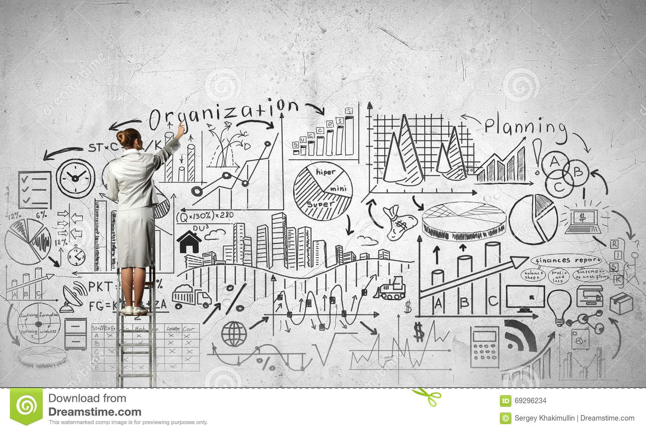 Girl Standing Back View Drawing Effective Business Planning Stock Photo Image Of Vision