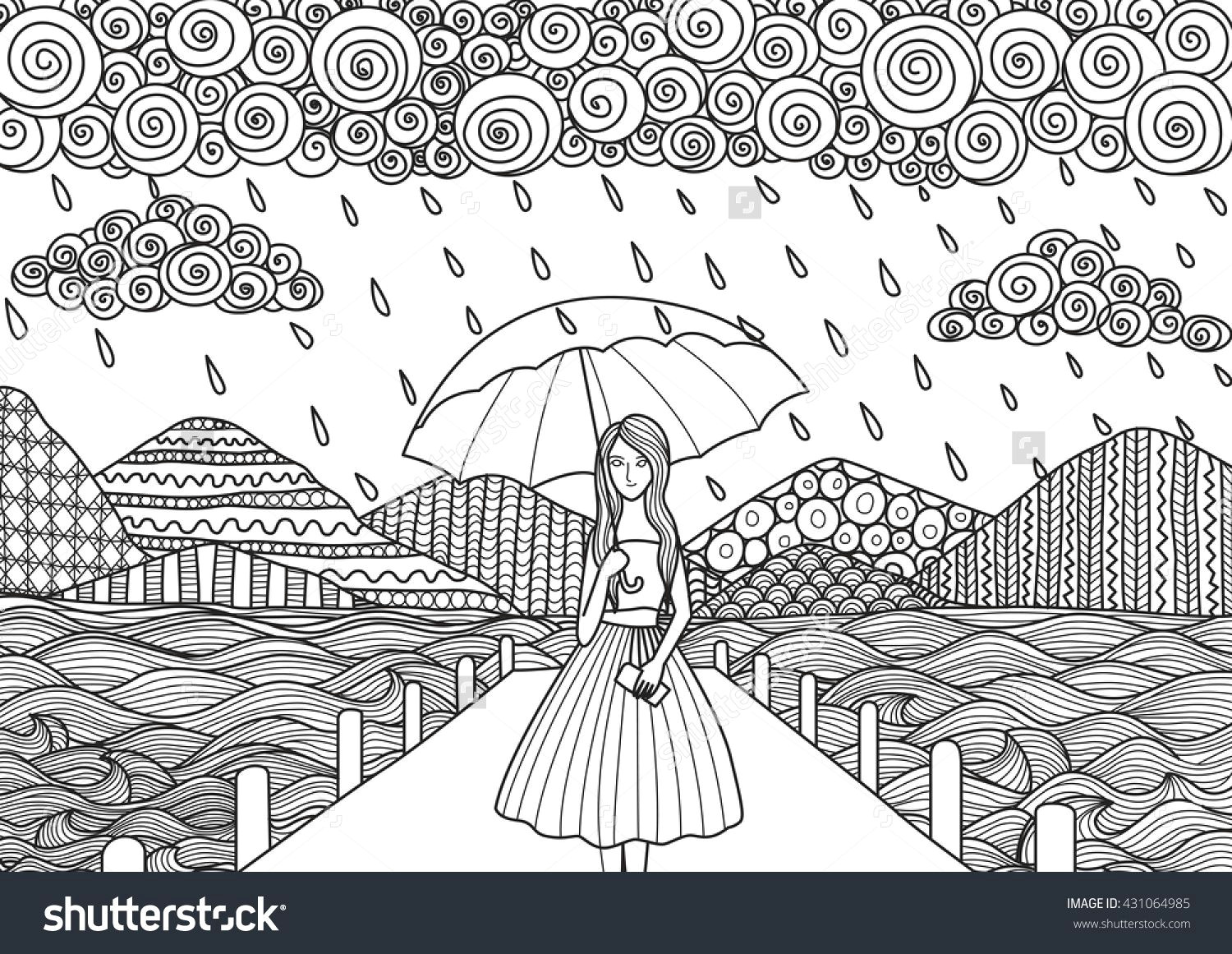 Girl Walking Drawing Beautiful Girl Walking On the Bridge while It S Raining