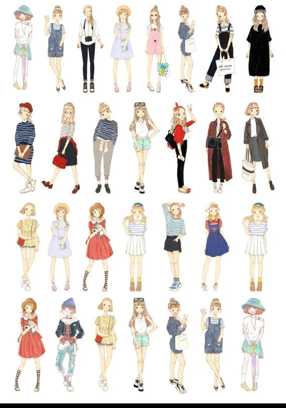 Girls In Dresses Drawings 29 Pcs Girls Sticker Fashion Girls Watercolor Sticker