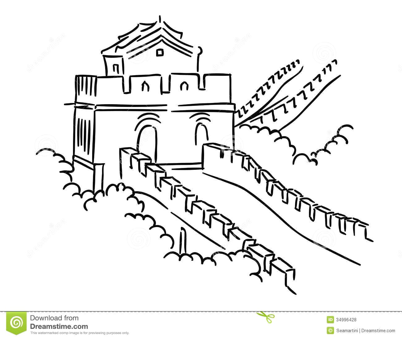 Great Wall Of China Drawing Easy Library Of Great Wall Of China Black and White Clip Black