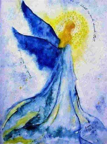 Guardian Angel Drawing Easy Blue Watercolor Angel In 2019 Angel Art Angel Angel Pictures