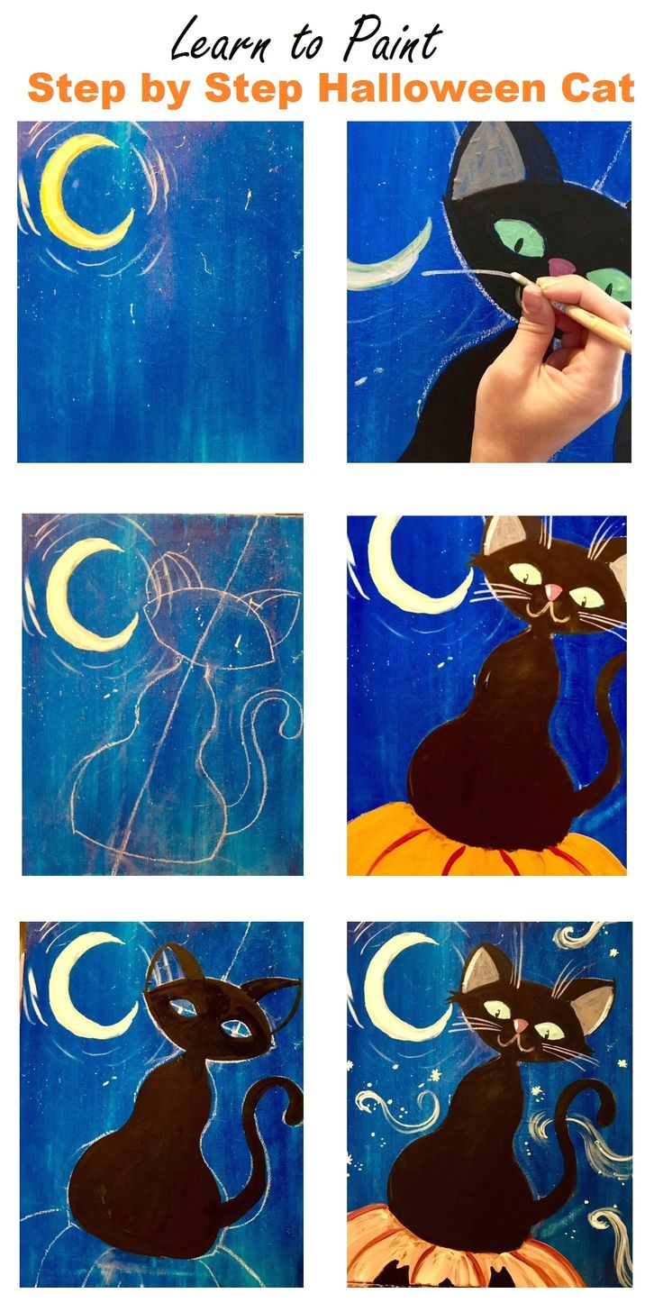 Halloween Drawing Ideas Step by Step How to Paint A Halloween Cat Step by Step Acrylic Painting