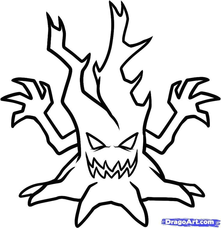 Halloween Easy Draw Pictures Scary Tree Easy Halloween Drawings Halloween Coloring