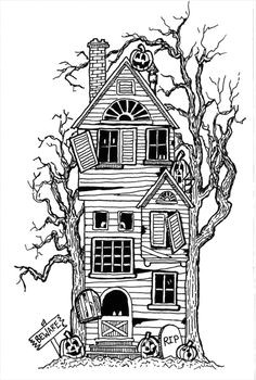 Haunted House Drawing Easy 57 Best Haunted House Drawing Images Haunted House Drawing