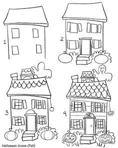 Haunted House Drawing Easy A Cute Haunted House for Children Halloween Drawings