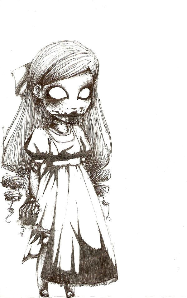 Horror Drawings Easy Doll Coloring Pages Dark Drawings Creepy Paintings Scary