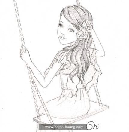 How Draw A Girl Easy How to Draw A Girl On A Swing Kids 48 Ideas Howto
