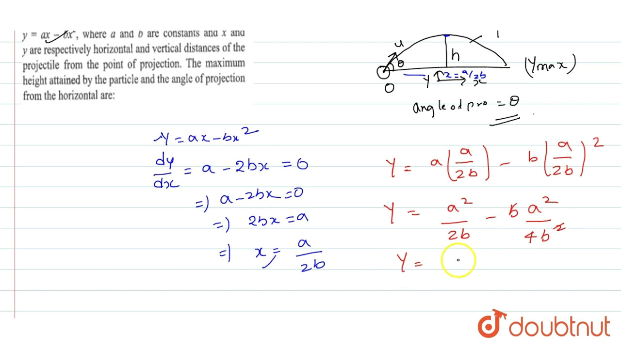 How to Draw A Axe Easy the Trajectory Of A Projectile In A Vertical Plane is Y Ax Bx 2 where A and B