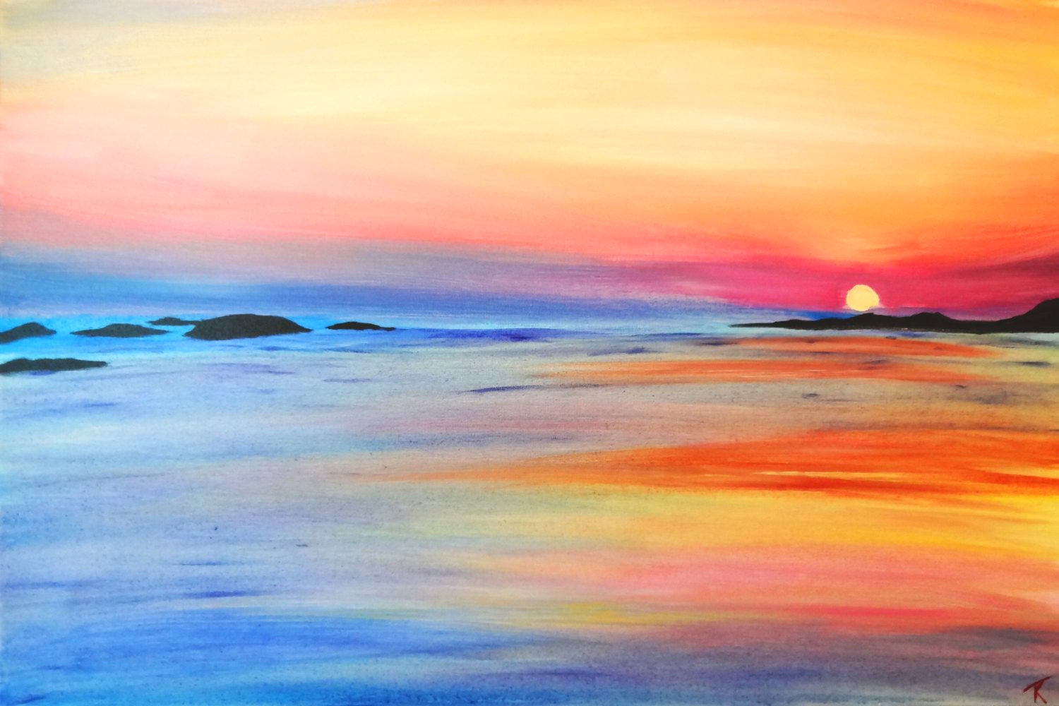 How to Draw A Beach Easy How to Paint Sunrise and Sunset Request A Custom order and