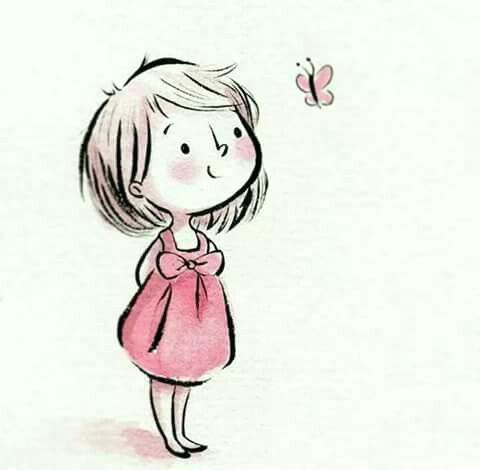 How to Draw A Easy Cartoon Girl Girl with butterfly Niedliche Zeichnungen Zeichnungen