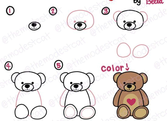 How to Draw A Easy Teddy Bear Step by Step How to Draw A Teddy Bear Doodle Tutorial with Bella at