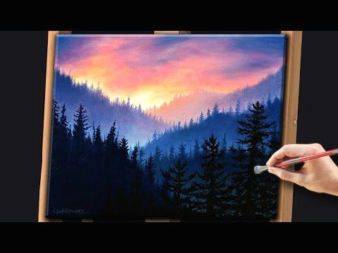 How to Draw A forest Easy Acrylic Landscape Painting Techniques Misty forest with