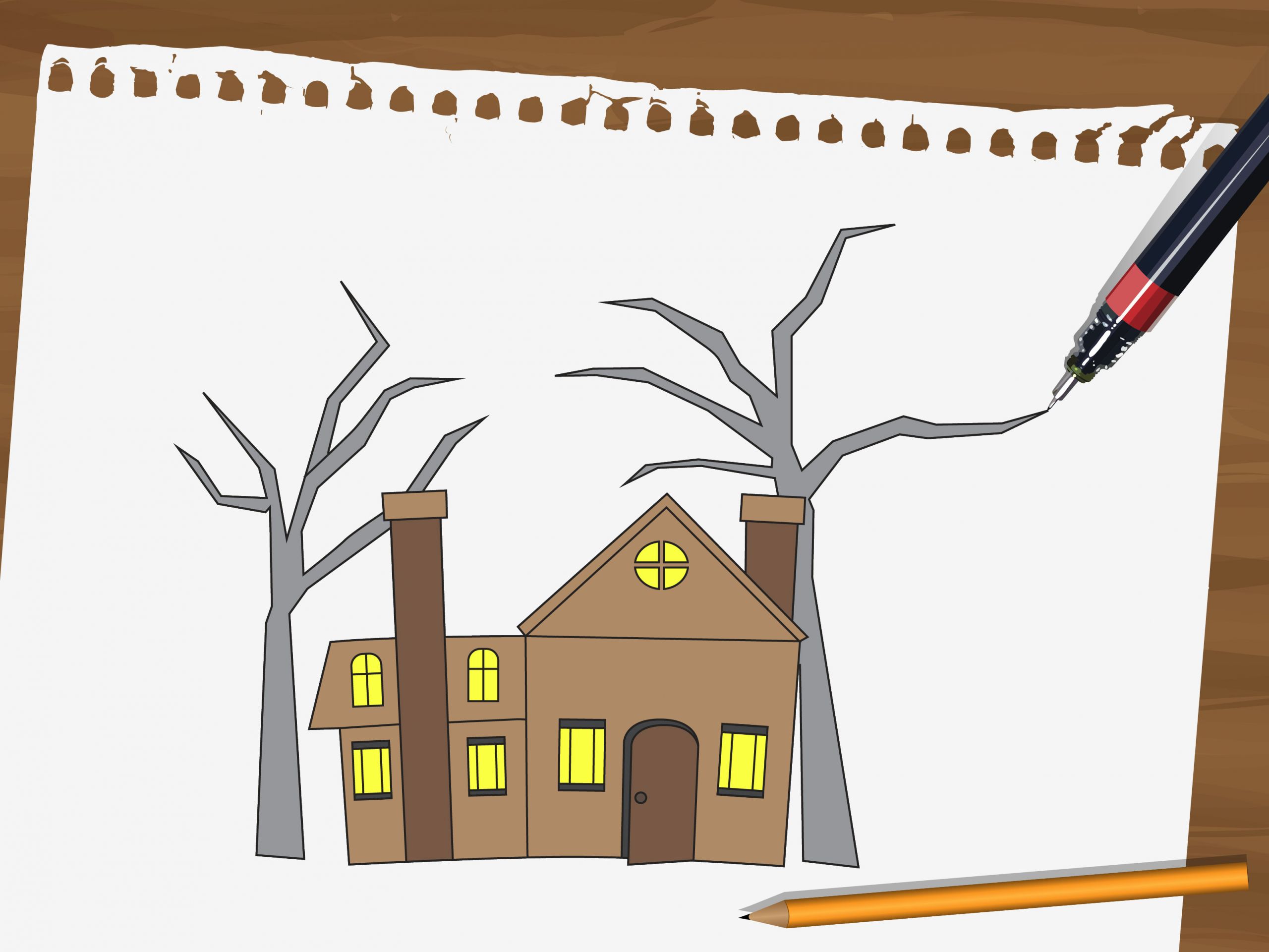 How to Draw A Haunted House Easy 41 Abiding How to Draw House