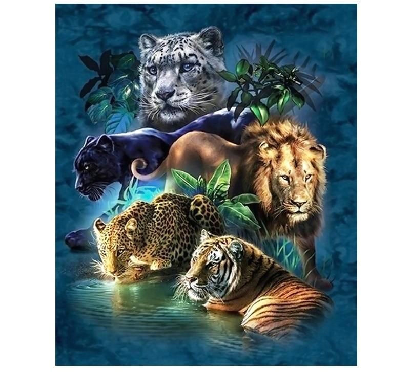 How to Draw A Jungle with Animals Animals Paint by Numbers Kit Animals Cats Animals Beautiful