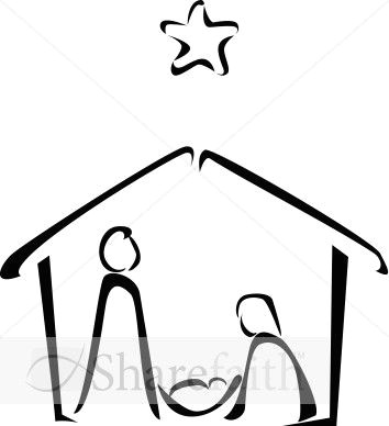 How to Draw A Nativity Scene Step by Step Easy Black and White Nativity Sketch Nativity Silhouette