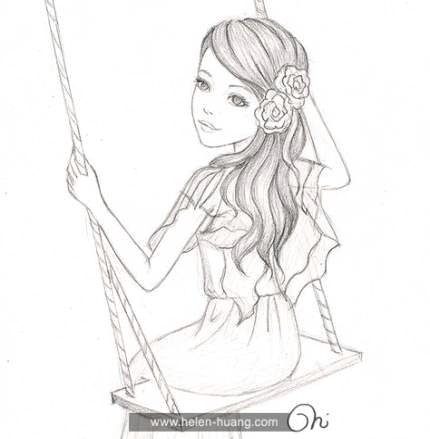 How to Draw A Picture Of A Girl How to Draw A Girl On A Swing Kids 48 Ideas Howto