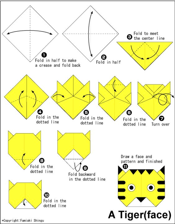 How to Draw A Tiger Face Easy origami Tiger Face soepic