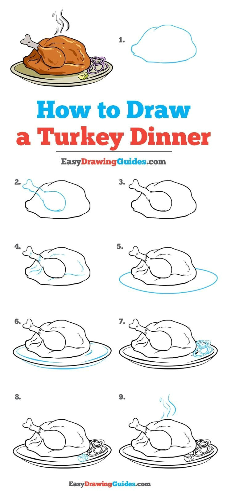 How to Draw A Turkey Easy Step by Step How to Draw A Turkey Dinner Kresby A Doodly