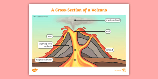 How to Draw A Volcano Easy Volcano Layers Cross Section Display Poster Teacher Made