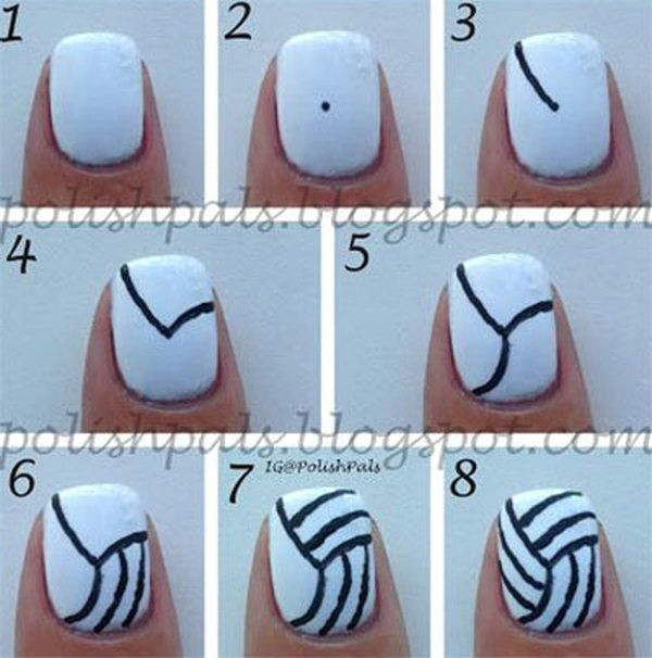 How to Draw A Volleyball Easy Cool and Easy Step by Step Nail Art Designs Volleyball