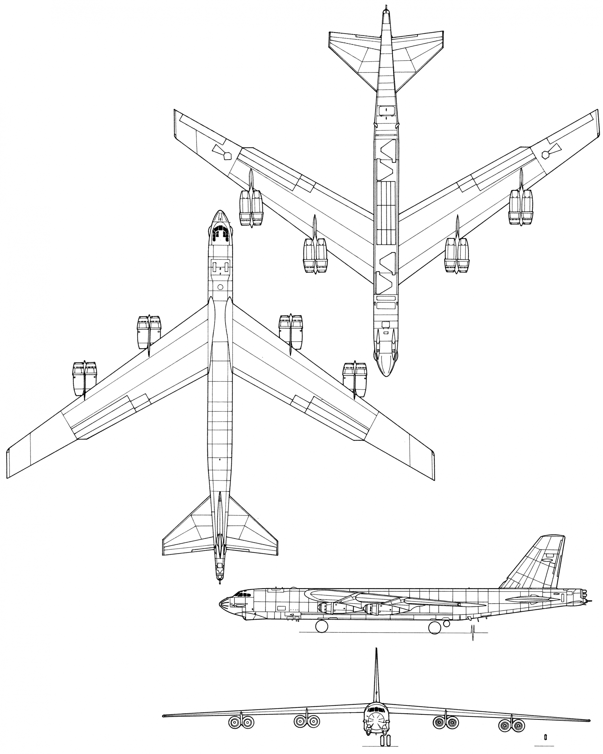 How to Draw Airplane Easy B 52 Stratofortress Blueprint B 52 Stratofortress Small