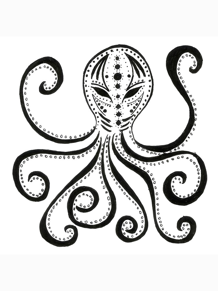 How to Draw An Octopus Easy Octopus Art Seal Life Design Black and White Drawing Greeting Card