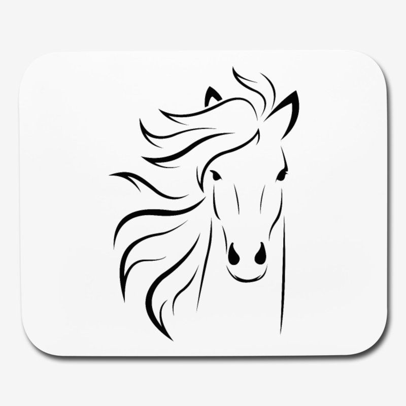 How to Draw Animal Faces Horse Face Drawing Outline Mouse Pad Horizontal White
