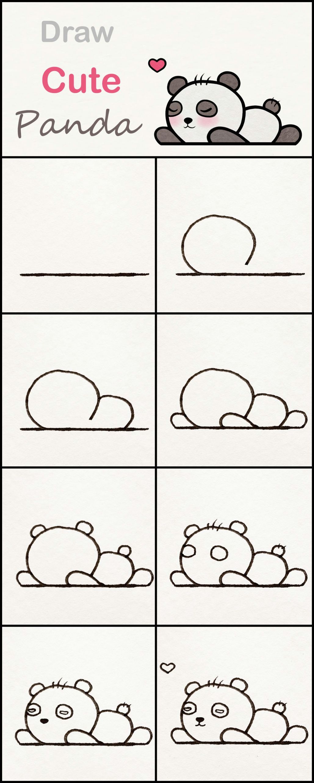 How to Draw Cute Simple Animals Learn How to Draw A Cute Baby Panda Step by Step A Very
