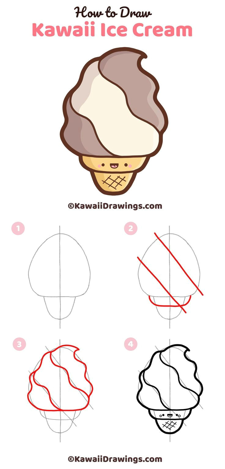 How to Draw Desserts Easy How to Draw Kawaii Ice Cream In 2019 Cute Kawaii Drawings