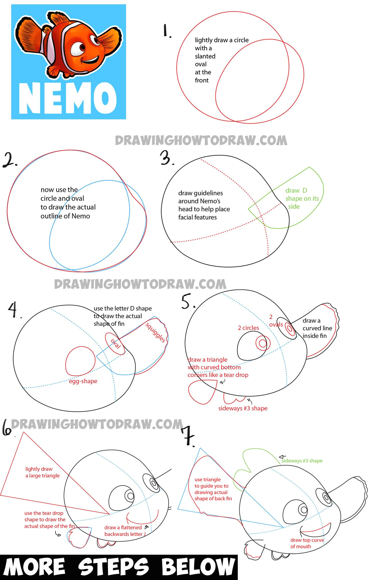 How to Draw Disney Animals Step by Step How to Draw Nemo From Disney S Finding Nemo with Easy Step