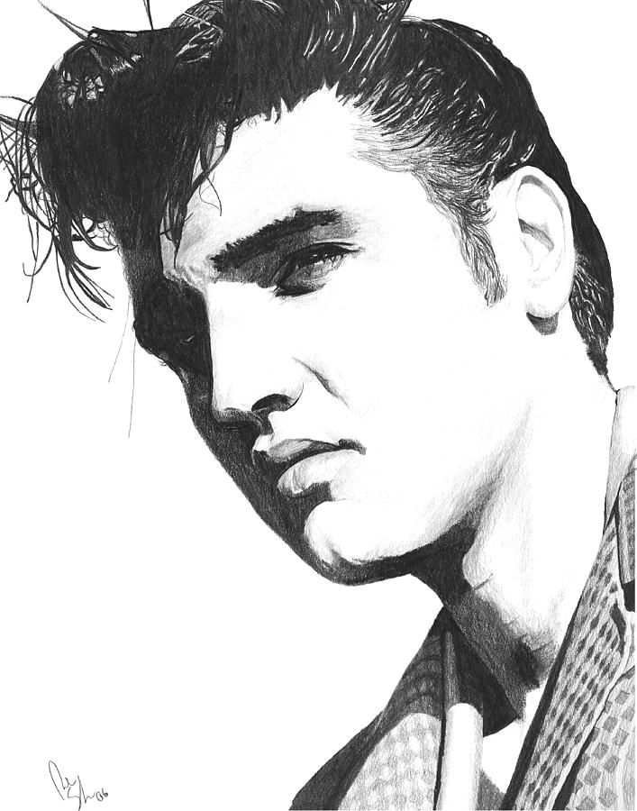 How to Draw Elvis Presley Face Step by Step Easy Elvis by Bobby Shaw Elvis Presley Posters Black White
