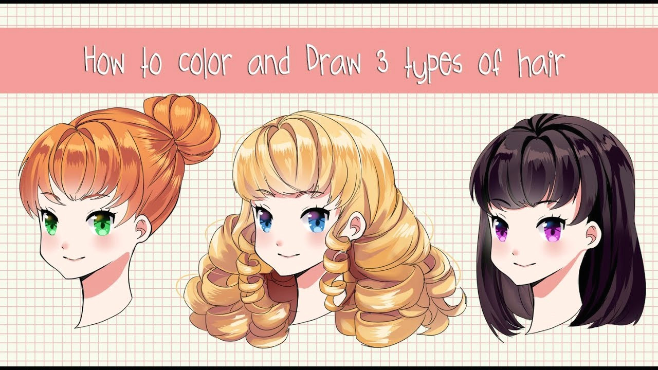 How to Draw Hair On Anime How to Color and Draw 3 Different Anime Hairstyles with Depth