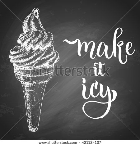 How to Draw Ice Cream Cone Easy Hand Drawn Ice Cream In Waffle Cone Sketch White Chalk On
