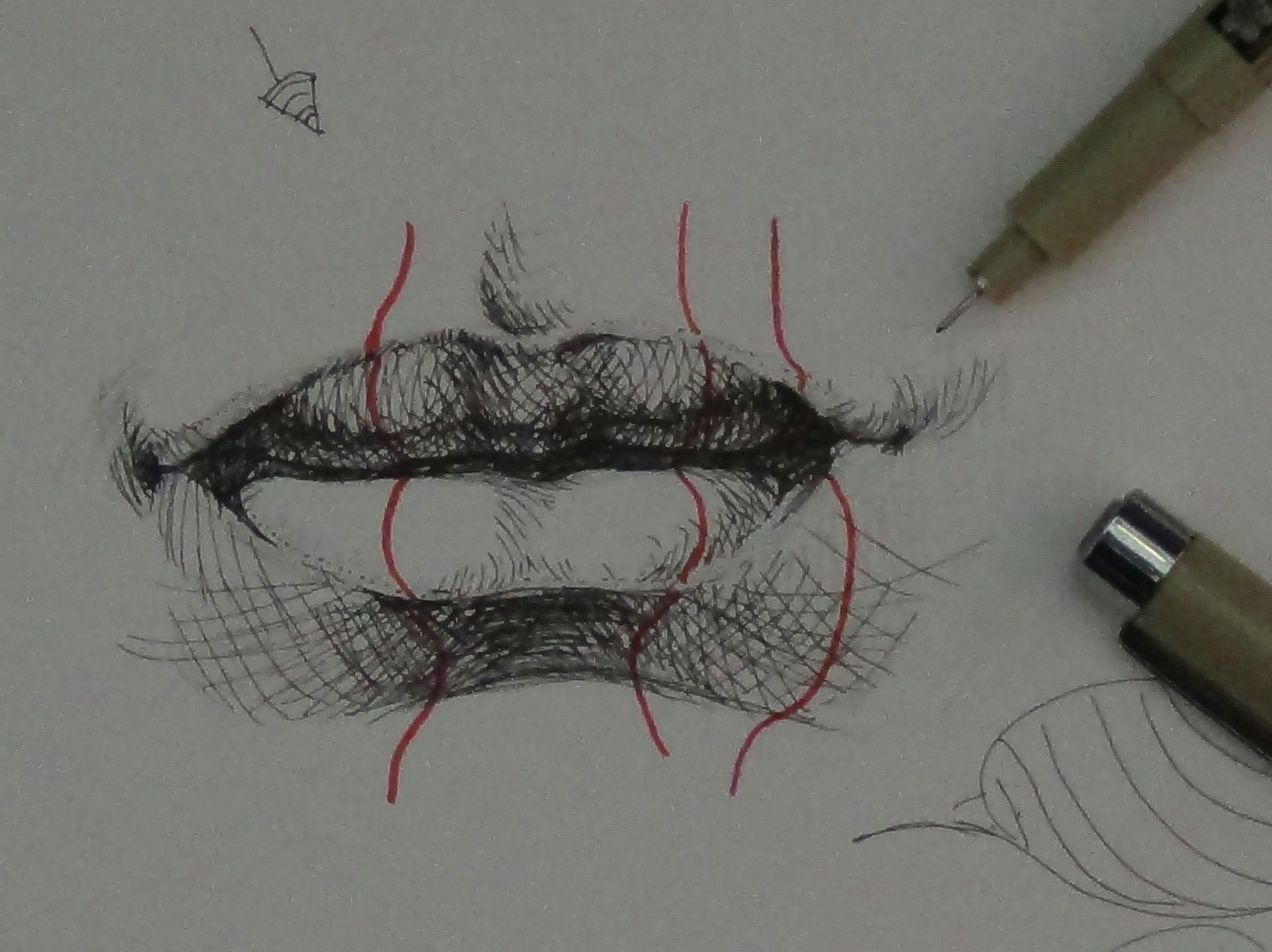 How to Draw Lips Easy Step by Step Pen Ink Drawing Tutorials How to Draw Realistic Lips