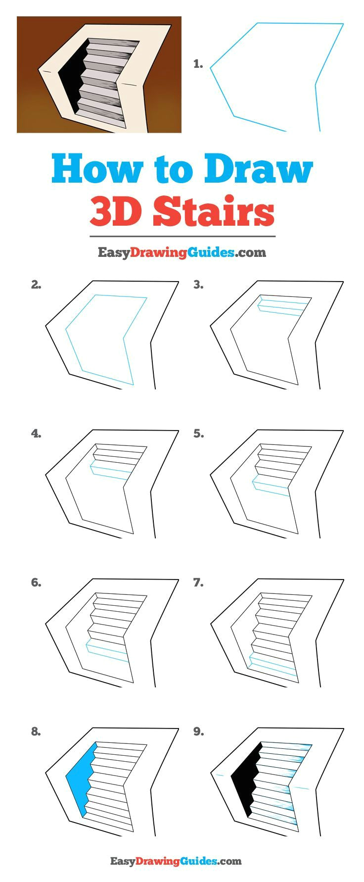 How to Draw Optical Illusions Easy Step by Step How to Draw 3d Stairs 3d Art Drawing 3d Drawings 3d