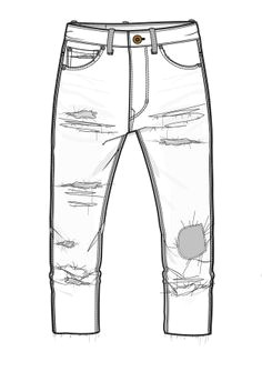 How to Draw Ripped Jeans Easy 31 Best Illustrator Flats Images Flat Drawings Fashion
