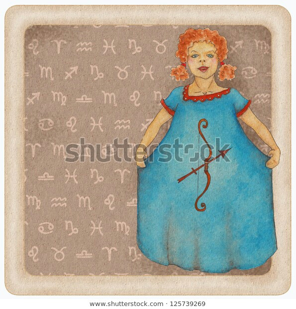 How to Draw Singing Girl Hand Painted Postcard Zodiac Sing Girl Stock Illustration